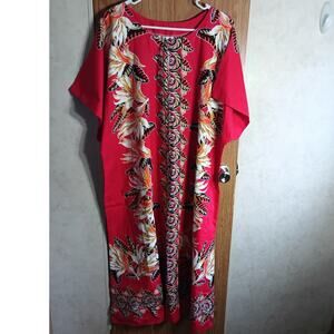 Vintage E.C. Batik Thai Cotton Kaftan Tunic Robe Layering Piece Oversized Boho